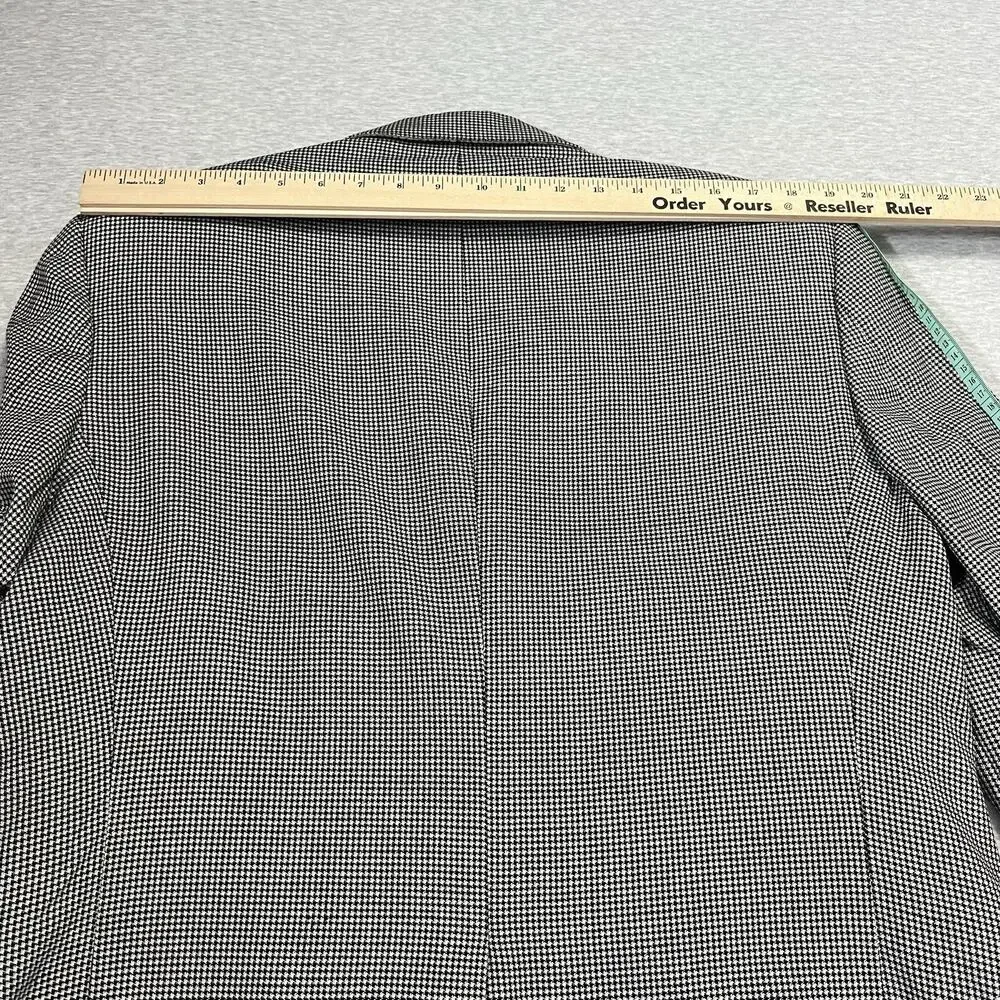 Vintage Hart Schaffner‎ Marx Houndstooth Sport Jacket Blazer Mens 42R USA Black